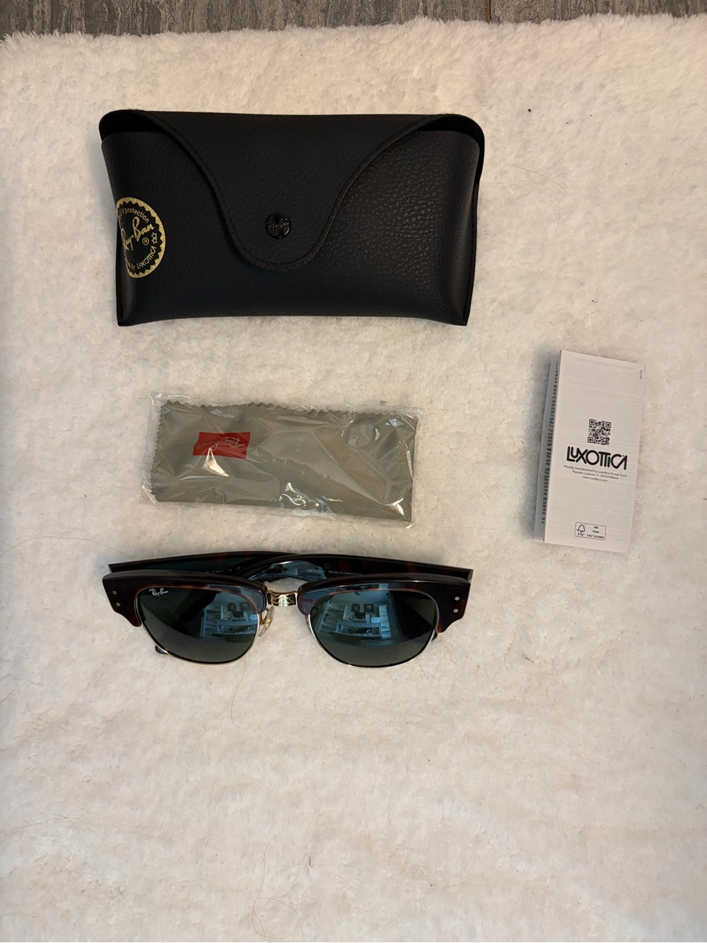 Ray-Ban Semi-Rim Clubmaster Sunglasses in Tortoise and Green